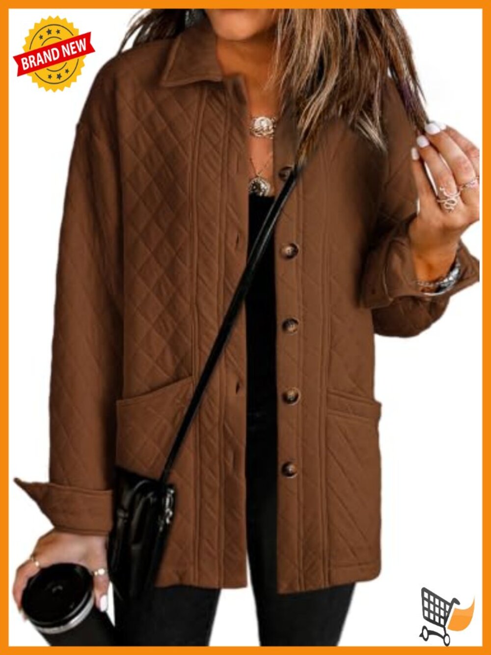 Quilted Jacket Women Lightweight Button Down Collared Coat with Pockets